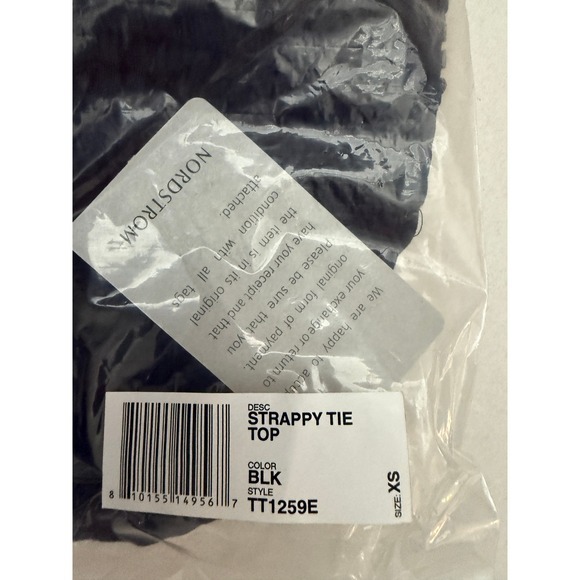 NSR Strappy Tie Top Black Smocked Peplum Camisole XS NWT - Picture 5 of 6